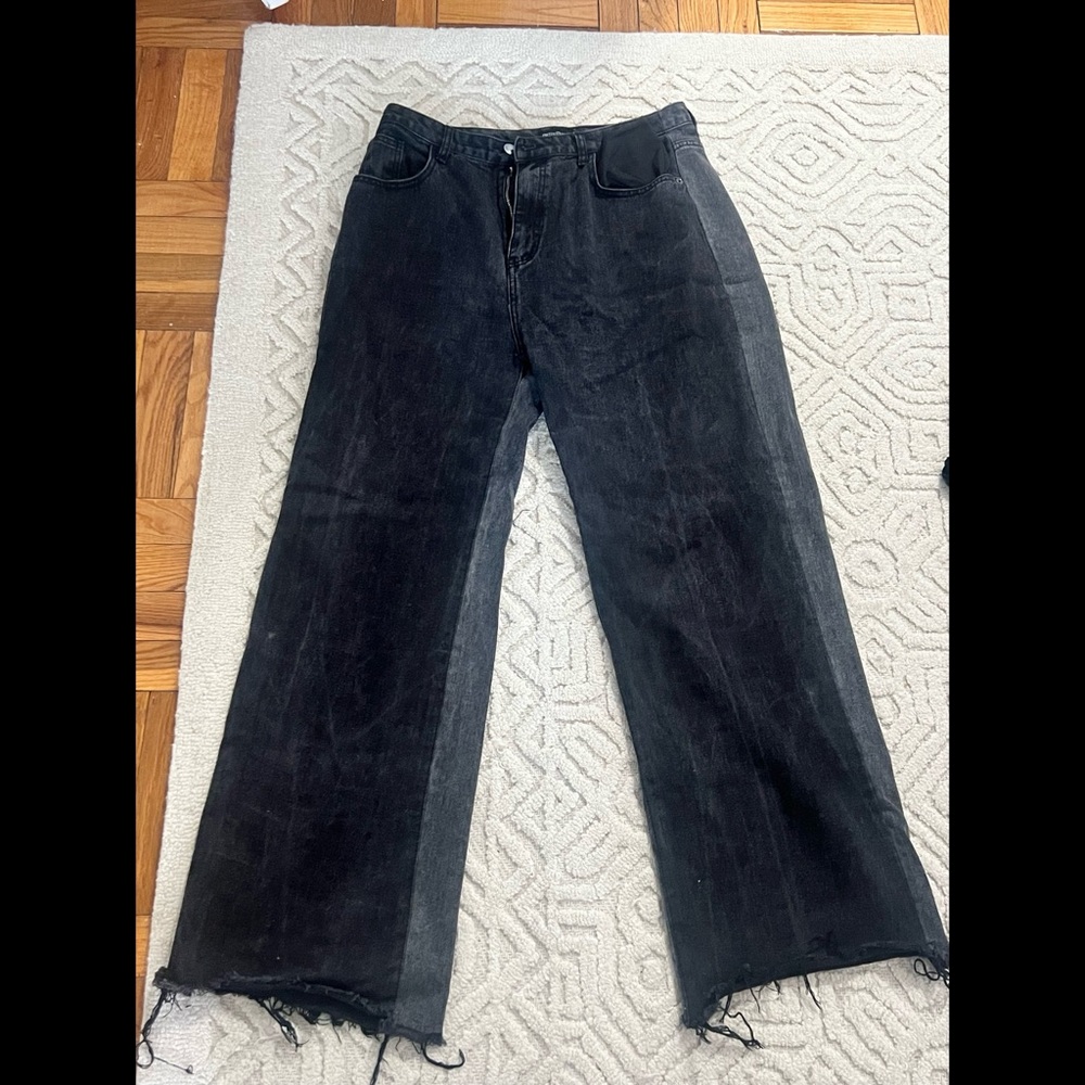Black and gray two tone denim
